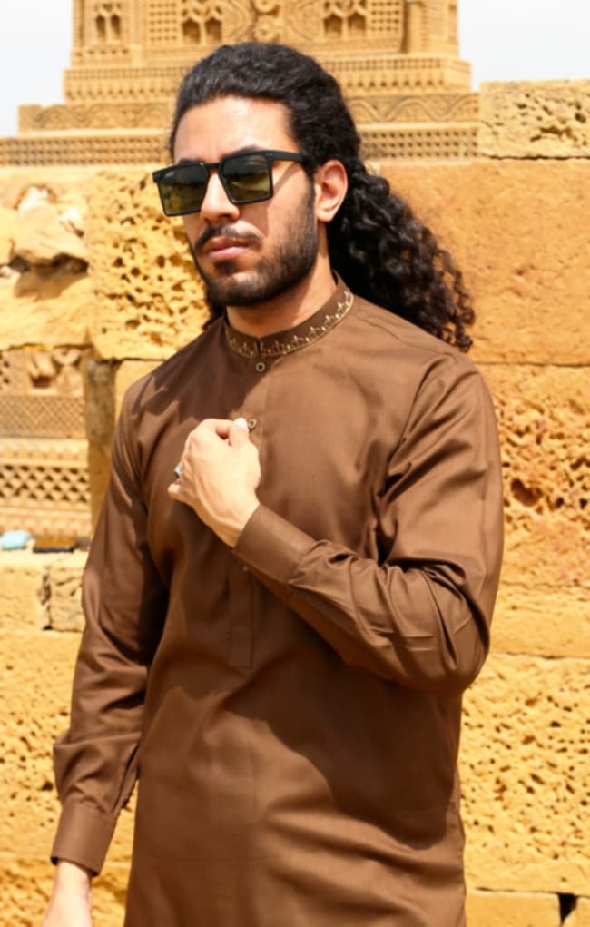 IDEAS by GUL AHMED - MENS SHALWAR KAMEEZ 2025 - LIGHT BROWN