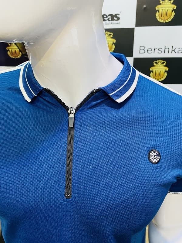 PULL & BEAR | PREMIUM QUALITY POLO | SHOULDER PANEL STYLE  | VERY ATTRACTIVE | ROYAL BLUE thumbnail 3