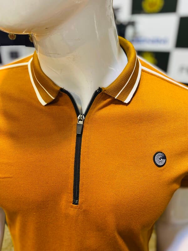 PULL & BEAR | PREMIUM QUALITY POLO | SHOULDER PANEL STYLE  | VERY ATTRACTIVE | MUSTARD thumbnail 3