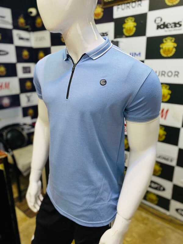 PULL & BEAR | PREMIUM QUALITY POLO | SHOULDER PANEL STYLE  | VERY ATTRACTIVE | SKY BLUE