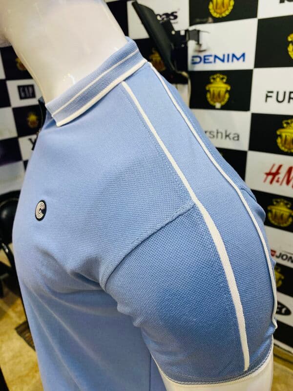 PULL & BEAR | PREMIUM QUALITY POLO | SHOULDER PANEL STYLE  | VERY ATTRACTIVE | SKY BLUE thumbnail 2