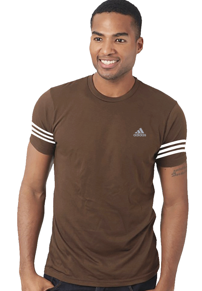 ADDIDAS | 100% IMPORTED DRY FIT T-SHIRT | REFLECTIVE SHINNY LOGO | SUPER POWER STRECH | CHOCOLATE BROWN