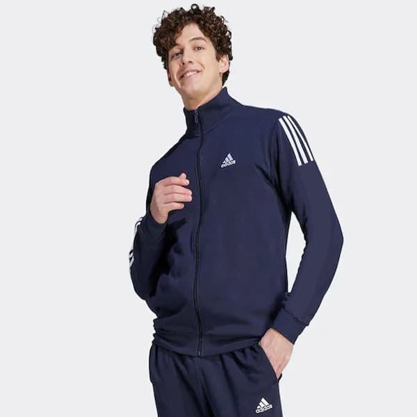 Adidas Winter Track Jacket | 100% Imported | navy blue with Half Tri-Liner Sleeves