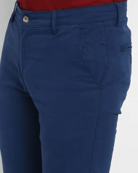 BLACK DOT | MENS COTTON CHINOS | IMPORTED | STRECHIBLE | BRANDED | SLIM FIT | BLUE thumbnail 2