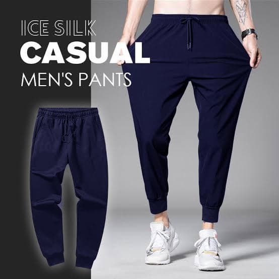 MAXX | ICE SILK MEN'S CASUAL PANT | SUPER POWER STRECH| LYCRA COTTON | JOGGER RIB | VERY COMFORTABLE | BLUE thumbnail 2