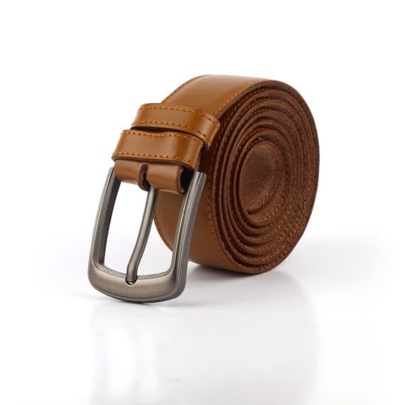 100% ORIGINAL LEATHER BELT - CAMEL BROWN