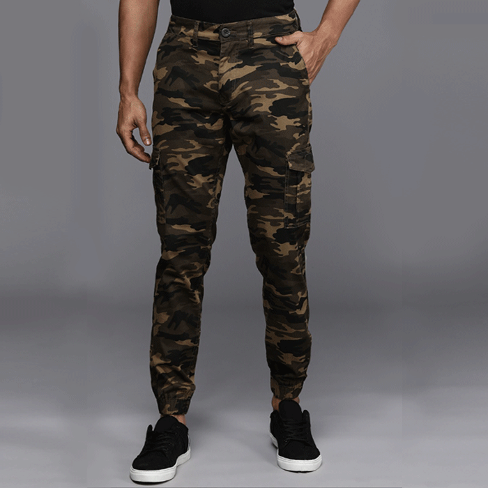ZARA | Camouflage Cargo Pants | Six-Pocket Design | 100% Original Cotton | Camo Green