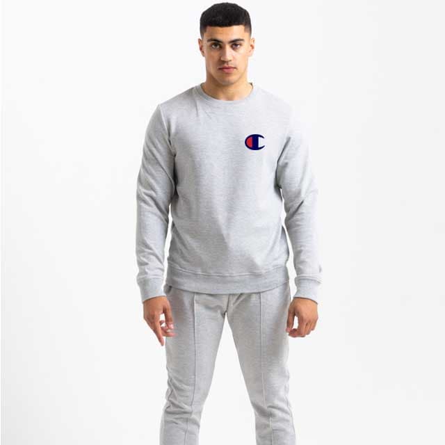 Champion Sweatshirt for Men – 100% Original, Export Quality, Embroidered Design, Grey thumbnail 2