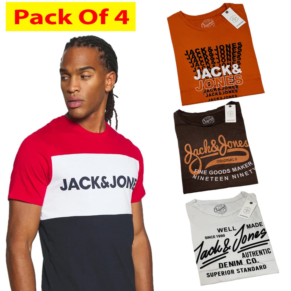 DEAL - 01 | JACK & JONES T SHIRT | EXPORT QUALITY | A+ GRADE | PACK OF 4