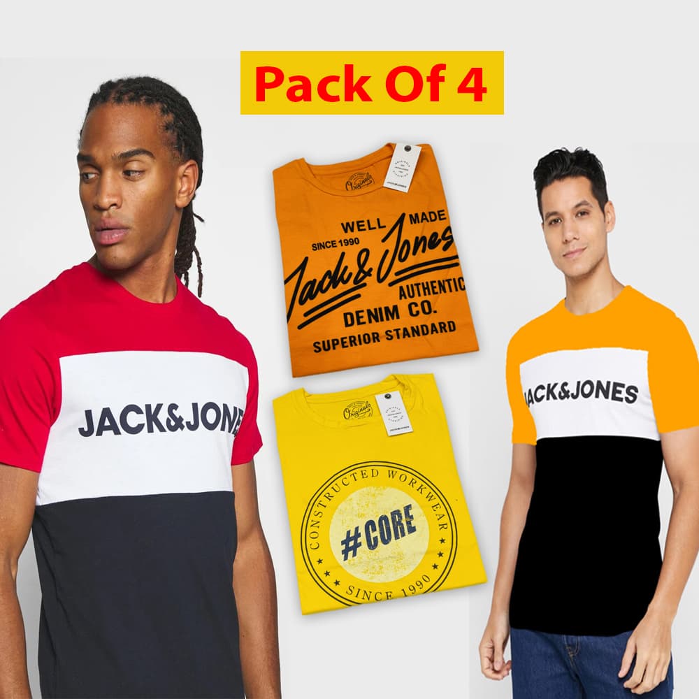 DEAL - 02 | JACK & JONES T SHIRT | EXPORT QUALITY | A+ GRADE | PACK OF 4
