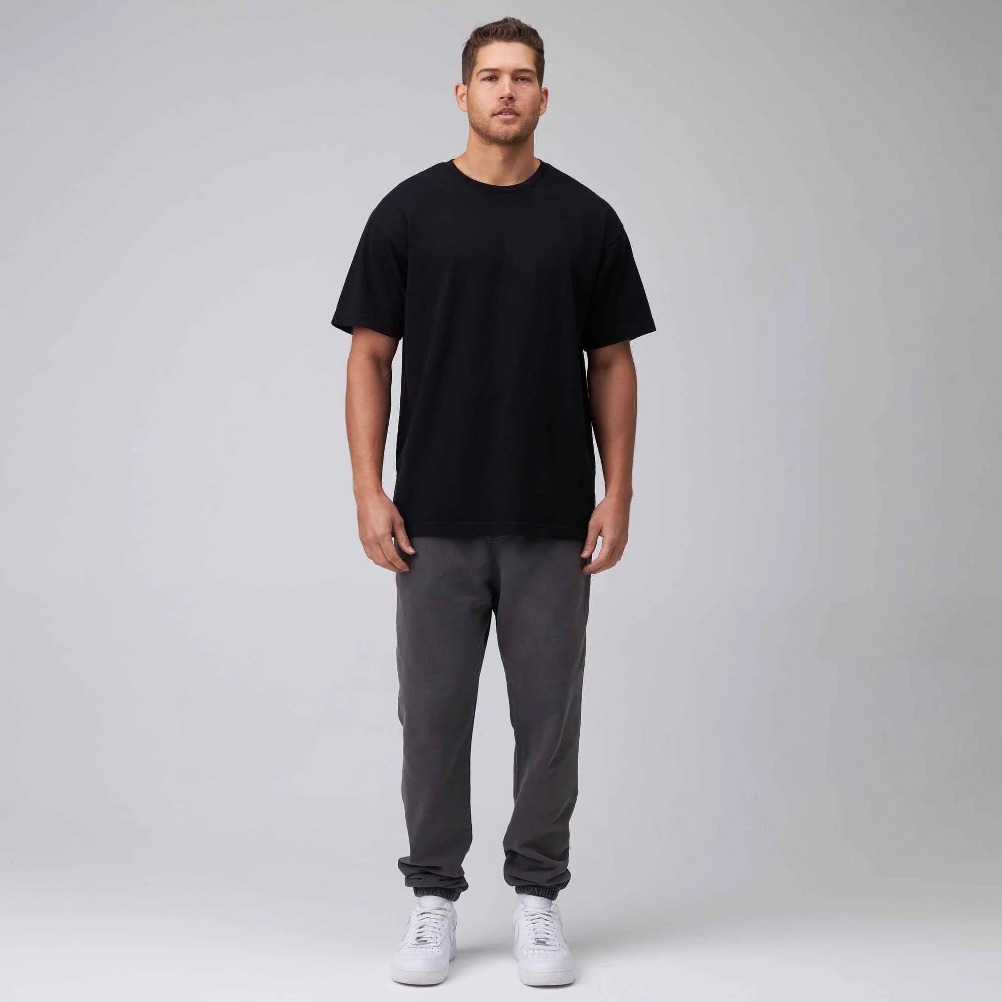 MEN PLAIN JET BLACK | DROP SHOULDER | PC COTTON | LIGHT SHINNY BLACK | VERY SOFT & LIGHT