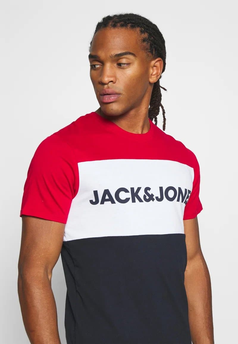 JACK & JONES | 100% ORIGINAL T-SHIRT | PANEL STYLE | VERY LIGHT & SOFT | RED