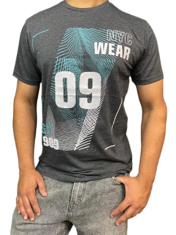 TRESSENTIAL | TEE SHIRT | MEN'S EXPORT QUALITY | COTTON JERSY | BRANDED | TEXTURE GREY
