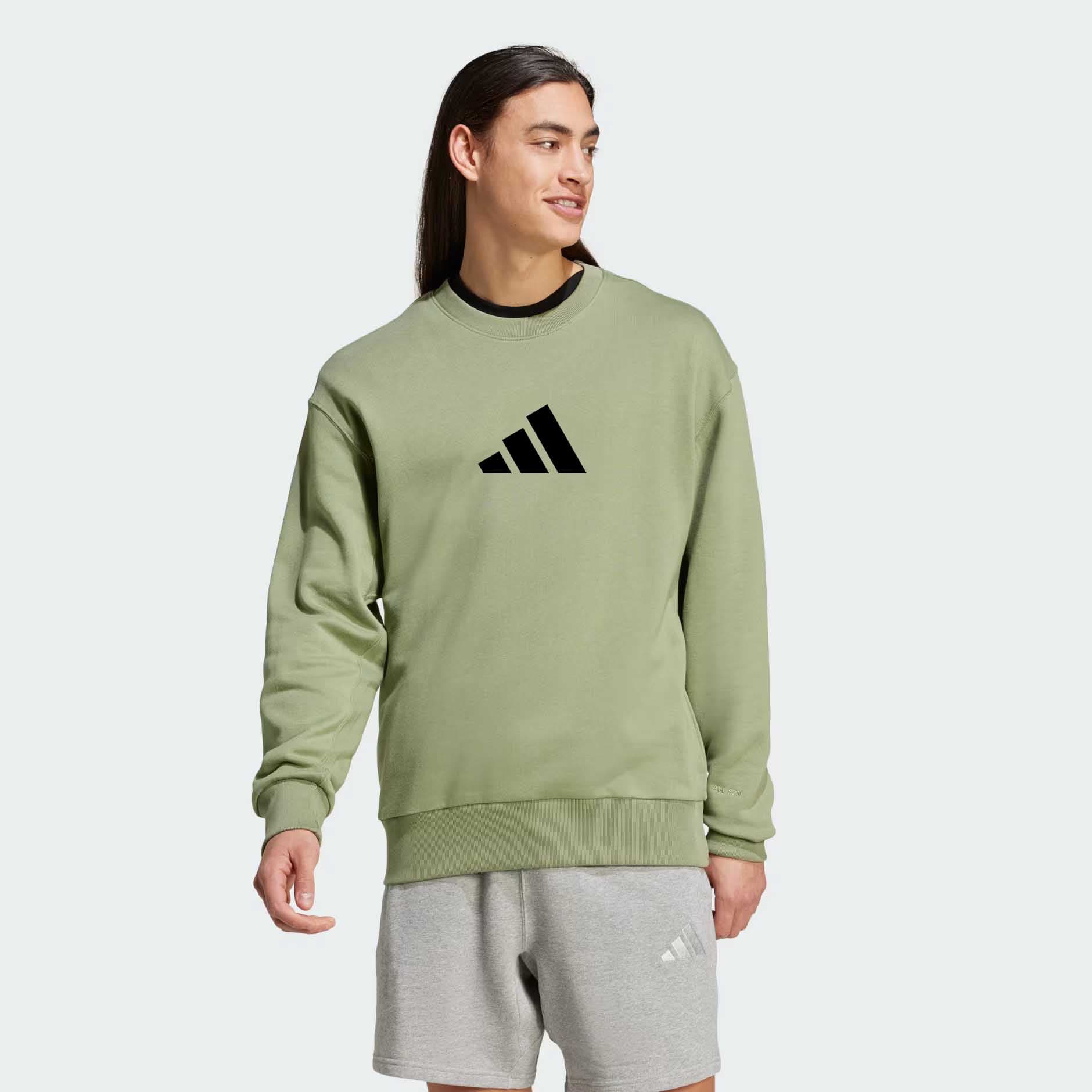 Adidas Sweatshirt for Men | 100% Imported | Shiny Fleece | Embroidered Logo | Green