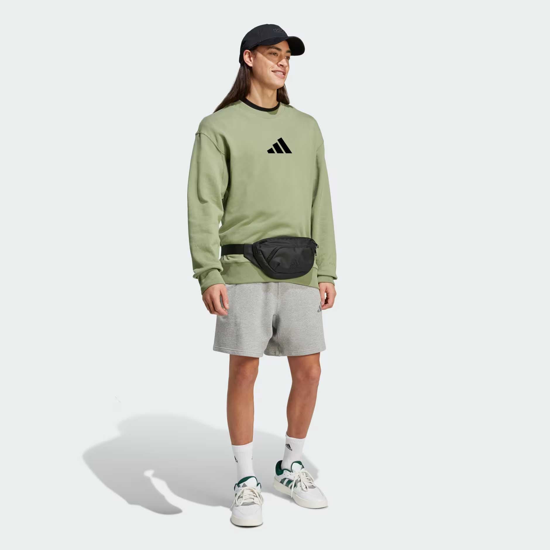 Adidas Sweatshirt for Men | 100% Imported | Shiny Fleece | Embroidered Logo | Green thumbnail 2
