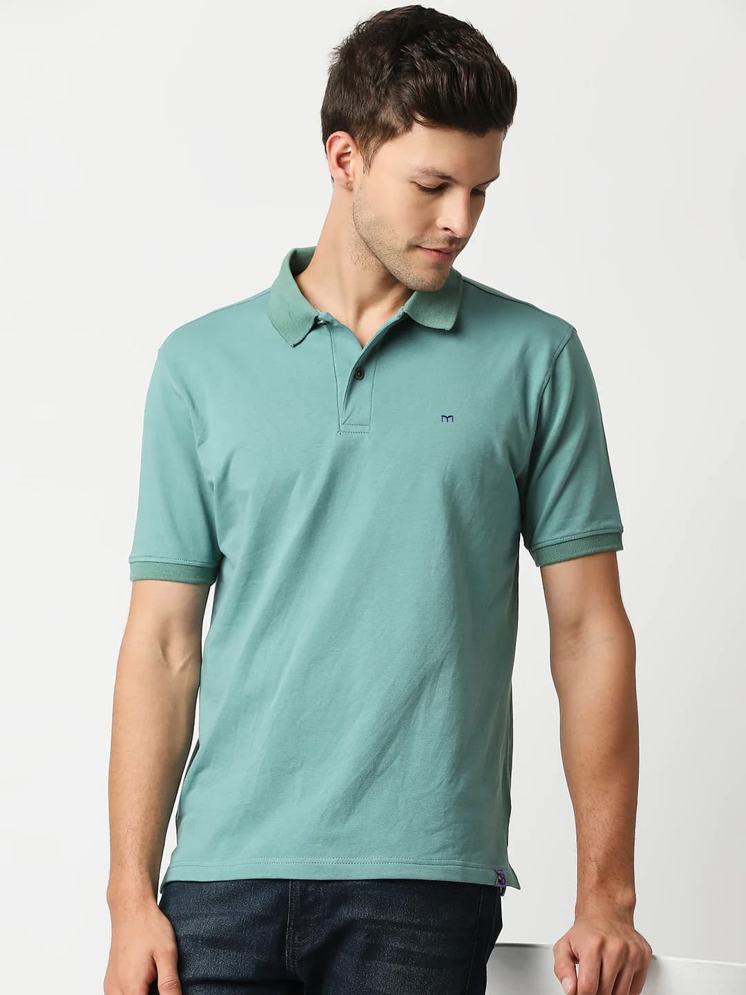 MILANO | 100% AUTHENTIC POLO T SHIRT | SOFT COTTON PK | SMALL EMBRAIDED LOGO ON FRONT | LIGHT GREEN thumbnail 2