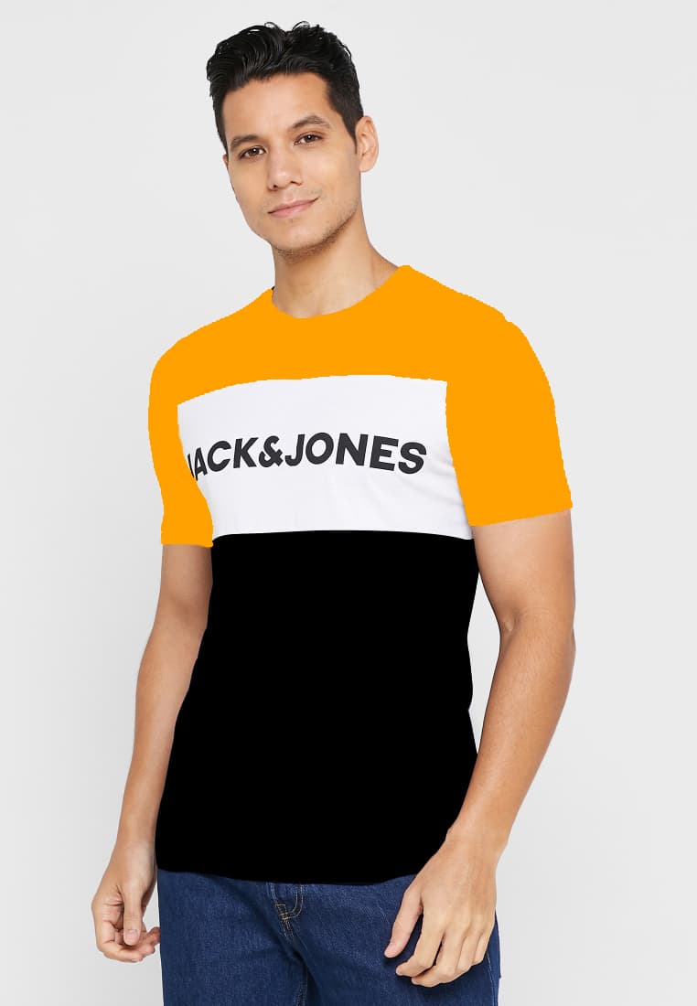 JACK & JONES | 100% ORIGINAL T-SHIRT | PANEL STYLE | VERY LIGHT & SOFT | ORANGE