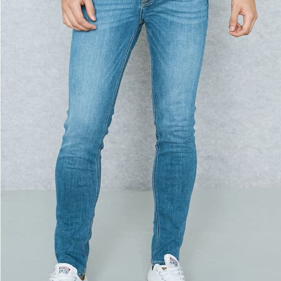 JACK & JONES SKINNY DENIM JEANS SUPER STRECHIBLE : ICE BLUE thumbnail 2