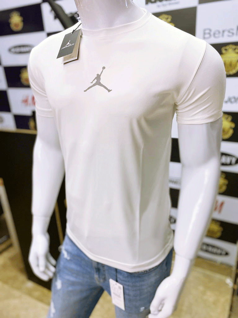 Michael Jordan | DRY FIT PREMIUM QUALITY | MEN'S T SHIRT | 100% IMPORTED | REFLECTIVE LOGO | WHITE