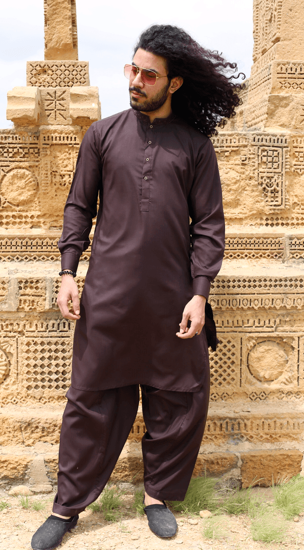 IDEAS by GUL AHMED - MENS SHALWAR KAMEEZ 2025  - CHOCOLATE BROWN thumbnail 2
