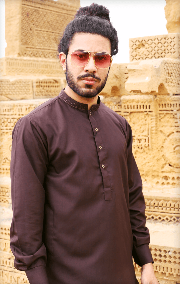IDEAS by GUL AHMED - MENS SHALWAR KAMEEZ 2025  - CHOCOLATE BROWN