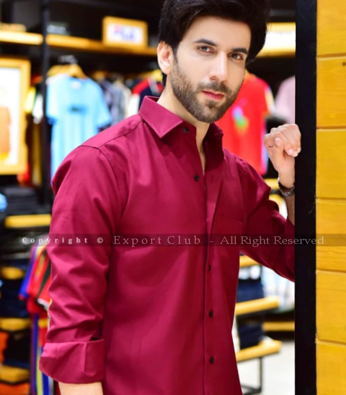 IDEAS | GUL AHMED | MENS CASUAL SHIRT | SLIM FIT | MAROON