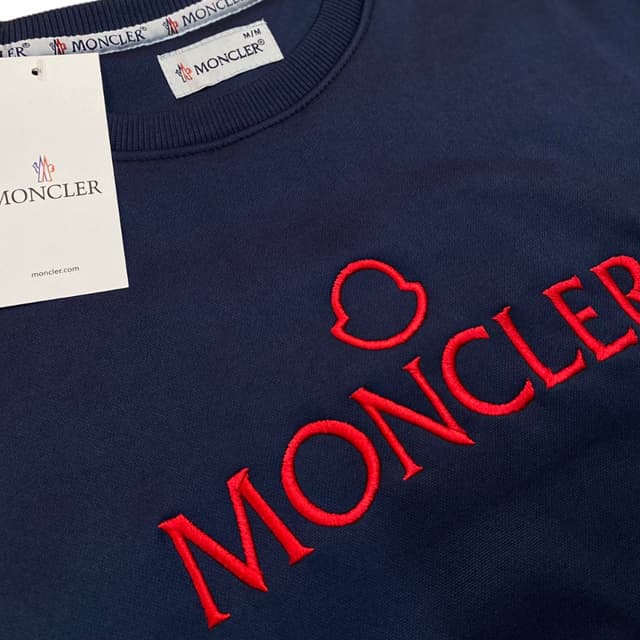 MONCLER | TURKISH SWEAT SHIRT | IMPORTED SHINNY FLEECE | EMBRAIDED LOGO ON FRONT | NAVY BLUE thumbnail 2