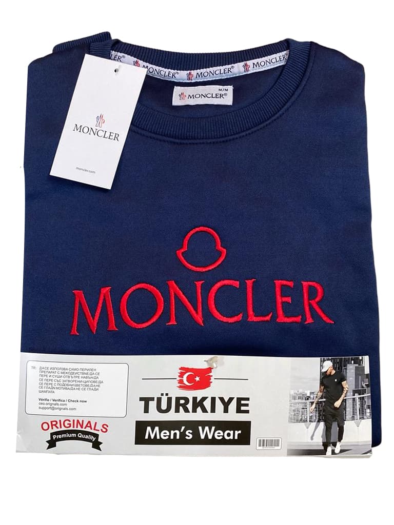 MONCLER | TURKISH SWEAT SHIRT | IMPORTED SHINNY FLEECE | EMBRAIDED LOGO ON FRONT | NAVY BLUE thumbnail 3