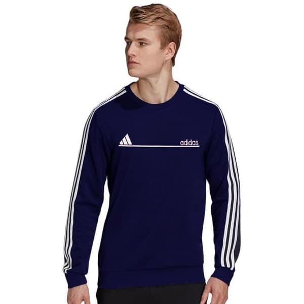 Adidas Men's Sweatshirt | 100% Imported | Shiny Fleece | Embroidered Logo | navy blue