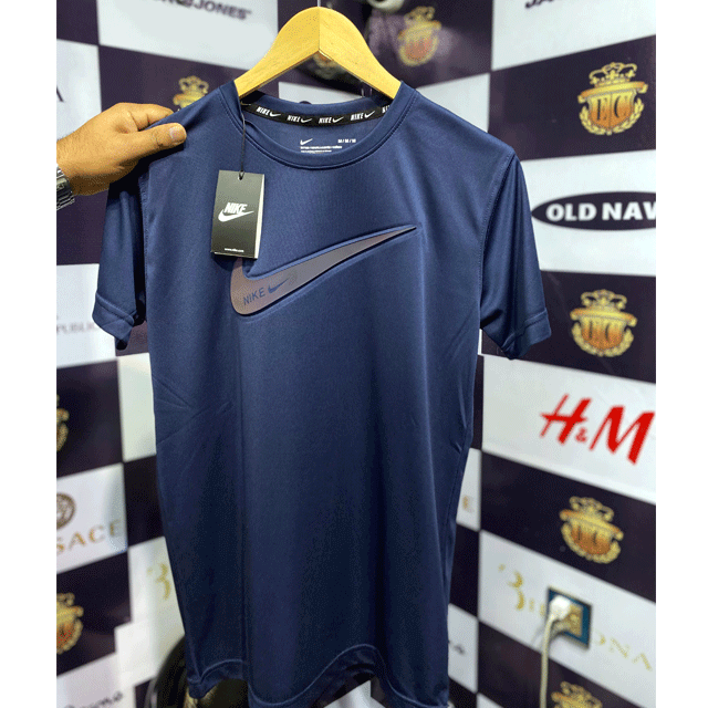 NIKE | DRY FIT PREMIUM QUALITY | MEN'S T SHIRT | 100% IMPORTED | REFLECTIVE EMBOSED LOGO | BLUE