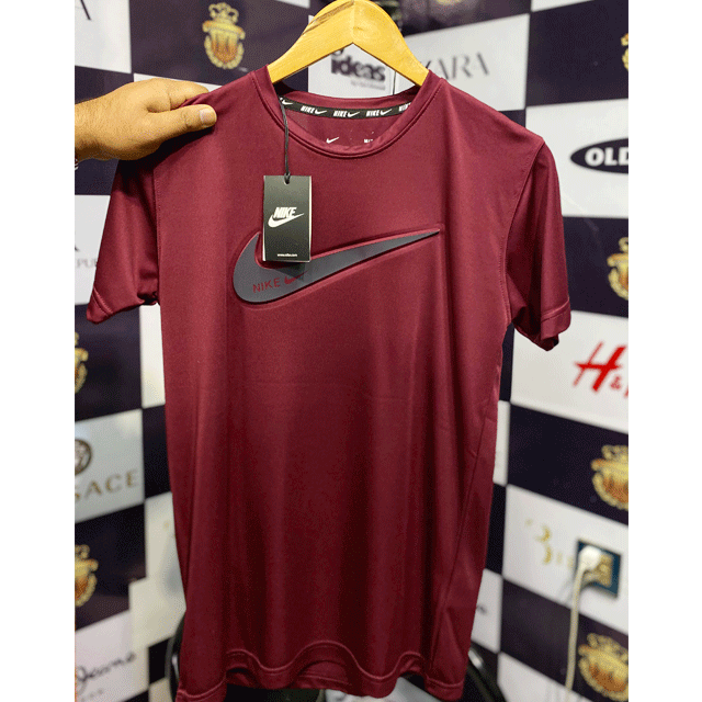 NIKE | DRY FIT PREMIUM QUALITY | MEN'S T SHIRT | 100% IMPORTED | REFLECTIVE EMBOSED LOGO | MAROON