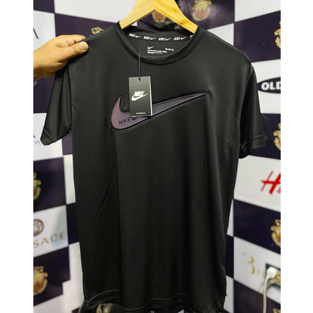 NIKE | DRY FIT PREMIUM QUALITY | MEN'S T SHIRT | 100% IMPORTED | REFLECTIVE EMBOSED LOGO | JET BLACK