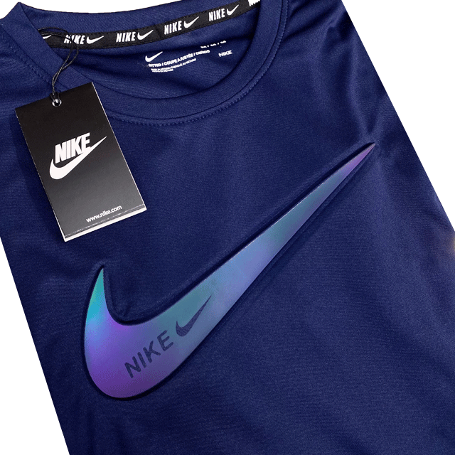 NIKE | DRY FIT PREMIUM QUALITY | MEN'S T SHIRT | 100% IMPORTED | REFLECTIVE EMBOSED LOGO | BLUE thumbnail 2