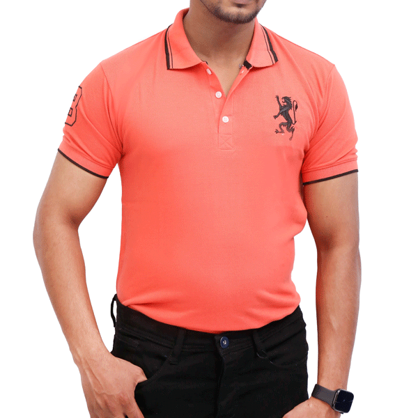 GIORDANO | 100 % IMPORTED | MEN'S POLO T SHIRT | TIPPING COLLER & SLEEVES | EMBROIDERED LOGO | LIGHT PINK