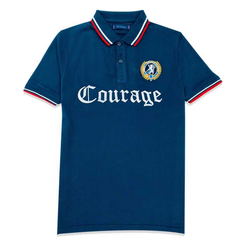 Courage | Exclusive Quality Men's Polo Shirt | Embroidered Badges | Premium Imported Fabric | Tipping Style | Royal Blue