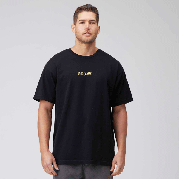 SPUNK | DROP SHOULDER T SHIRT | 100% IMPORTED | DTF IMPORTED PRINT | BLACK