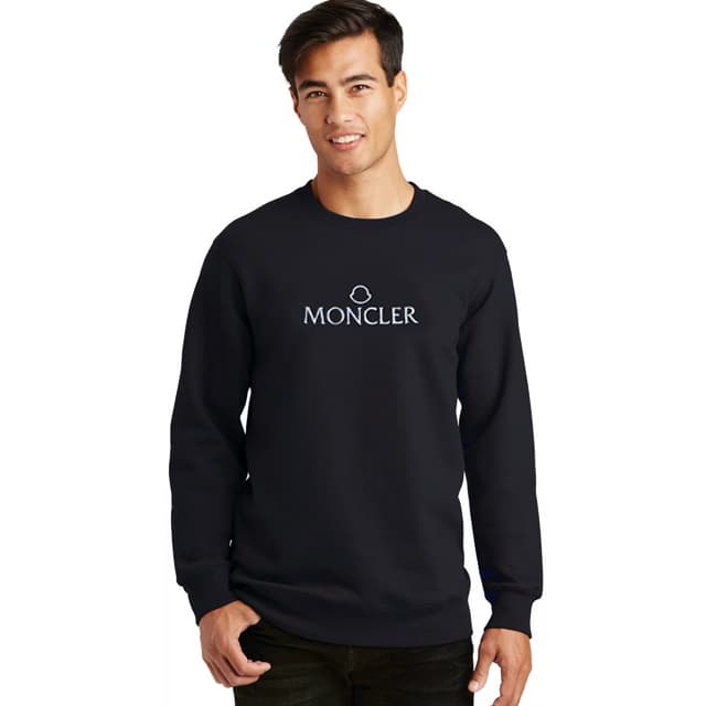 MONCLER | TURKISH SWEAT SHIRT | IMPORTED SHINNY FLEECE | EMBRAIDED LOGO ON FRONT | JET BLACK