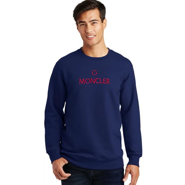 MONCLER | TURKISH SWEAT SHIRT | IMPORTED SHINNY FLEECE | EMBRAIDED LOGO ON FRONT | NAVY BLUE