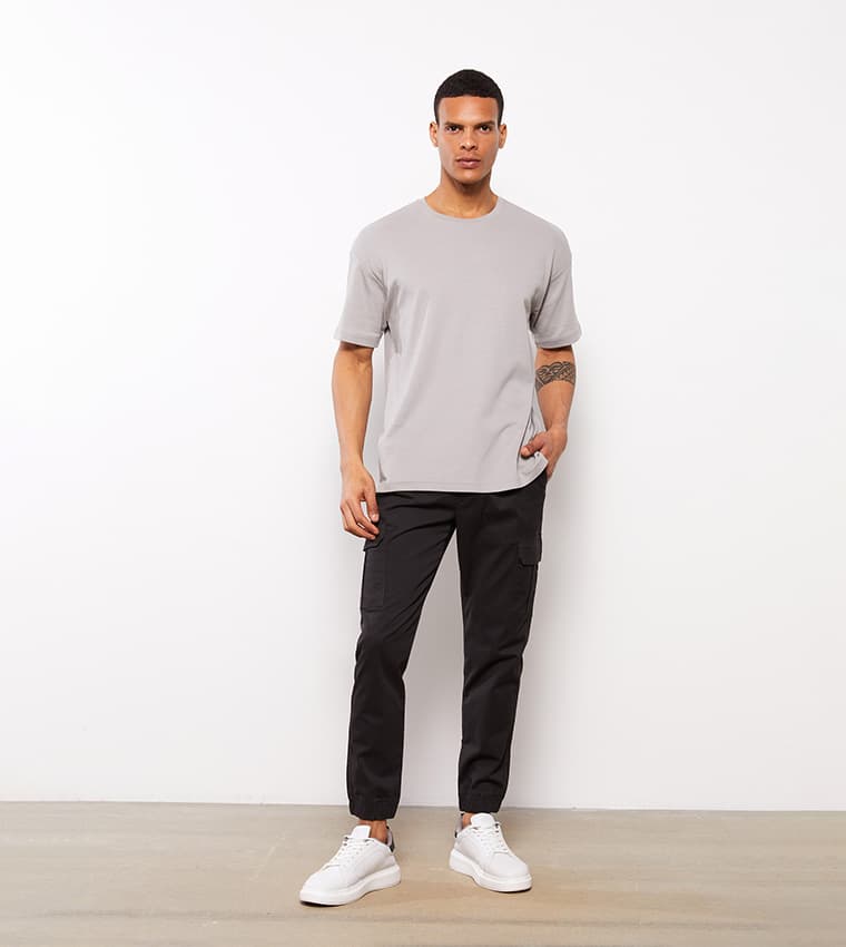 Zara Men | Slim Fit Cotton Cargo Pant | Six Pockets | Export Quality | 100% Authentic | Power Stretch | Bottom Grip | Jet Black