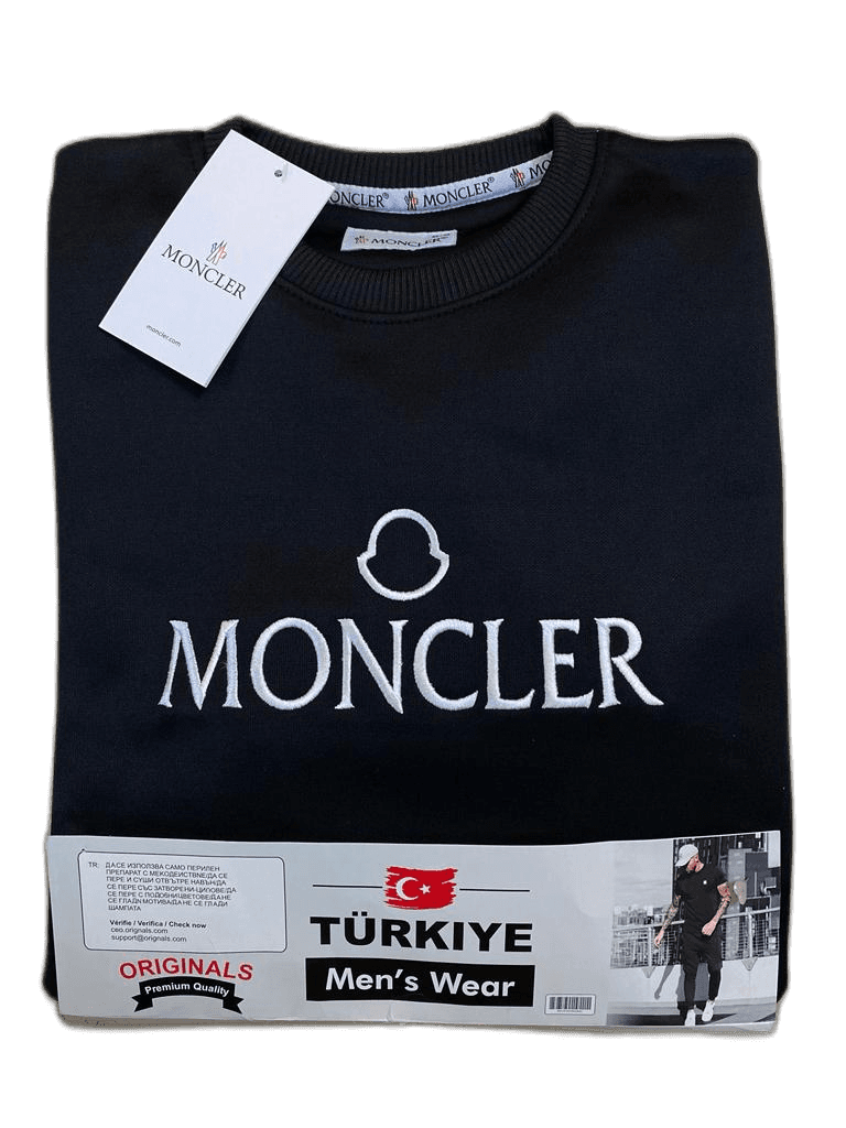 MONCLER | TURKISH SWEAT SHIRT | IMPORTED SHINNY FLEECE | EMBRAIDED LOGO ON FRONT | JET BLACK thumbnail 3