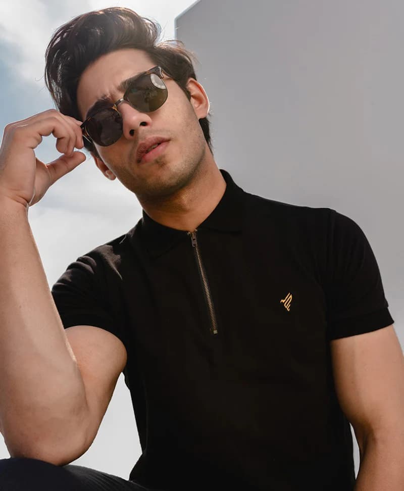 Fitted Polo Shirt | 100% Authentic | Premium Quality | Front Zip | Jet Black
