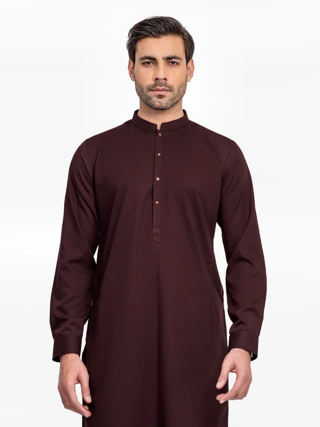 men shalwar kameez | premium wash n wear | exclusive class | dark maroon