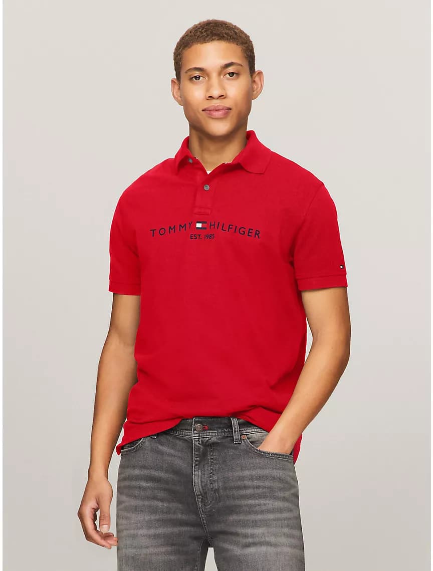 TOMMY HILFIGER | POLO SHIRTS | Embroidered Print On Front | PREMIUM QUALITY | RED