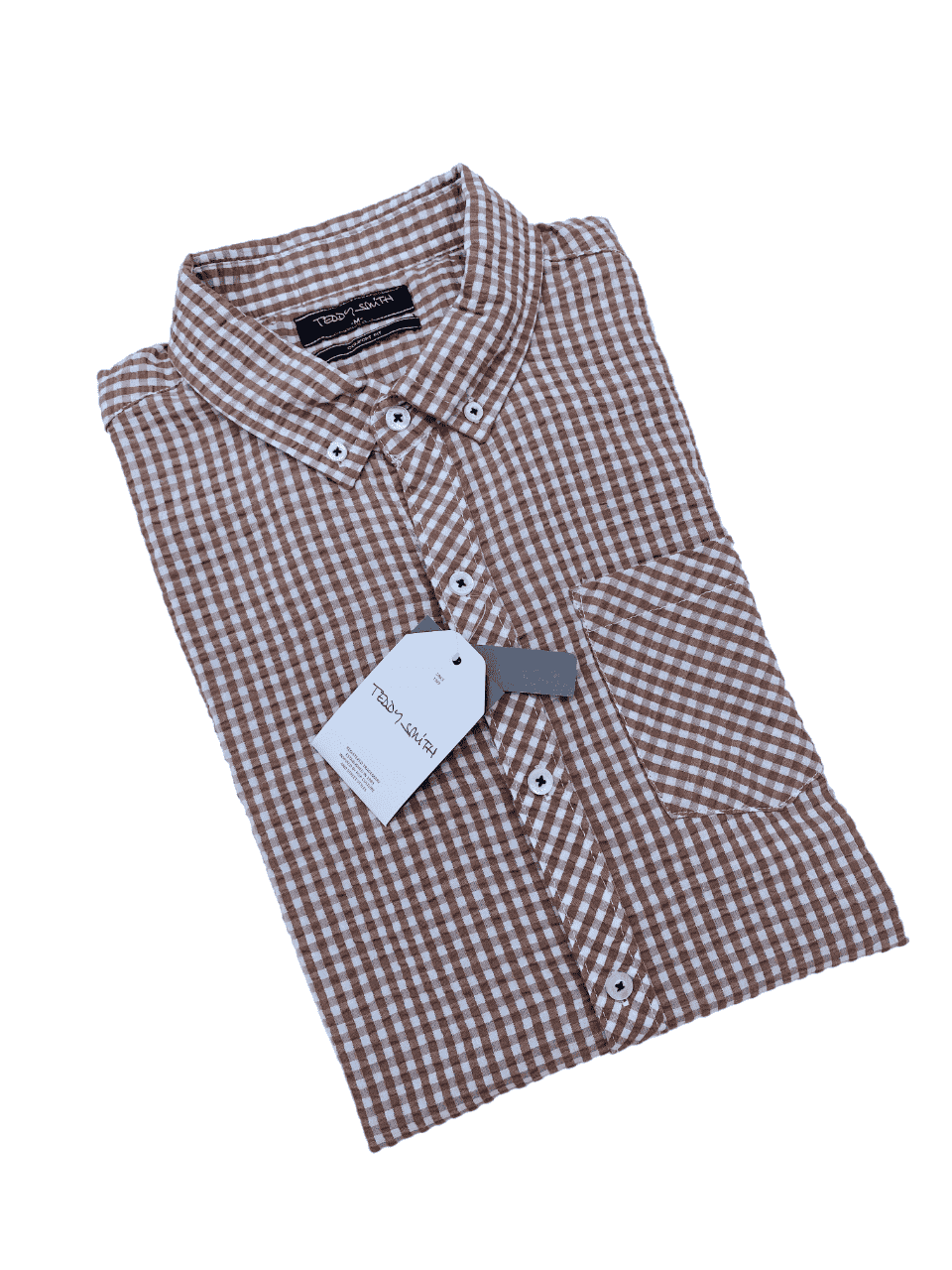 TEDDY SMITH | Men's Casual Shirt | Full Sleeves | 100% Imported Fabric | Pure Popcorn Cotton | Brown Check Pattern
