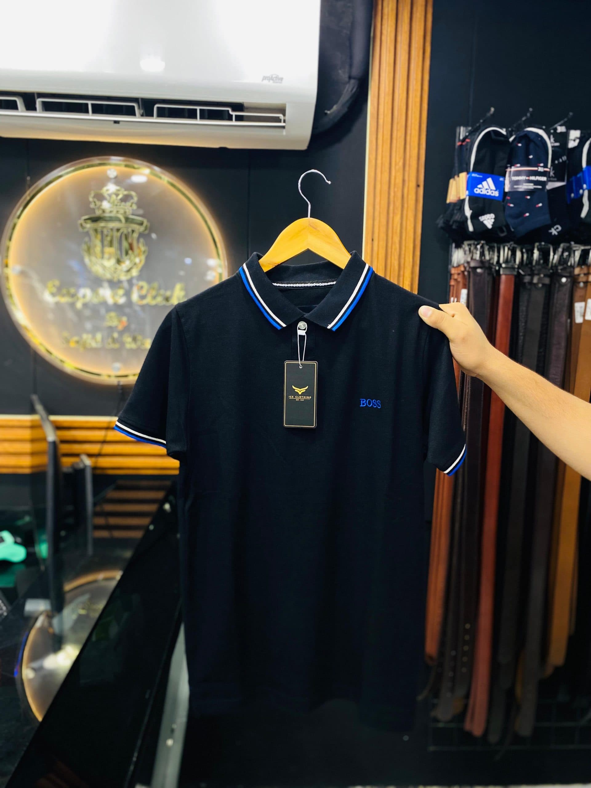 Boss | Men's Imported Polo T-Shirt | Tipped Collar & Sleeves | Cotton PK Fabric | Classic Black