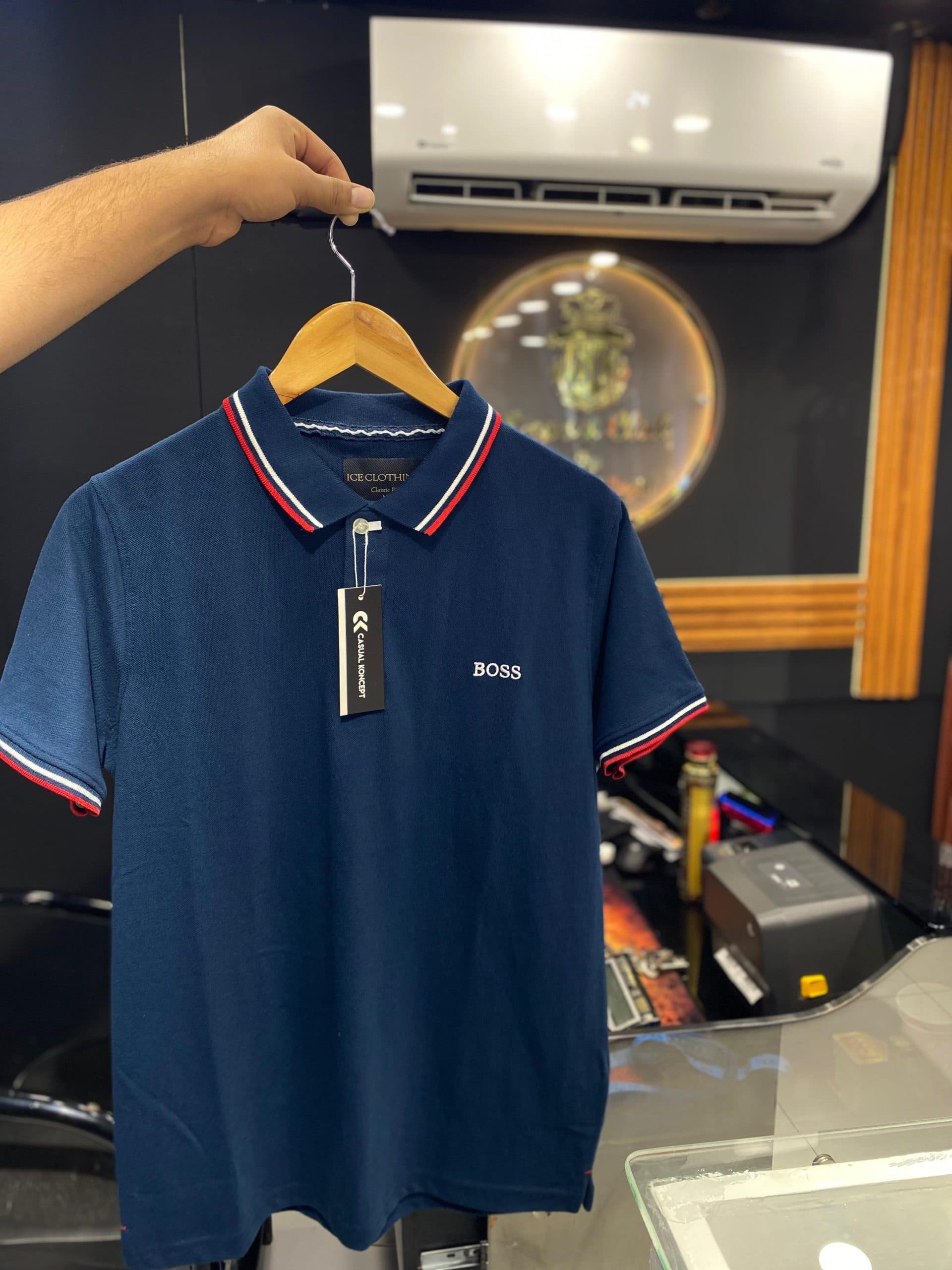 Boss Men's Imported Polo T-Shirt | Tipping on Collar & Sleeves | Cotton PK Fabric | Blue Color