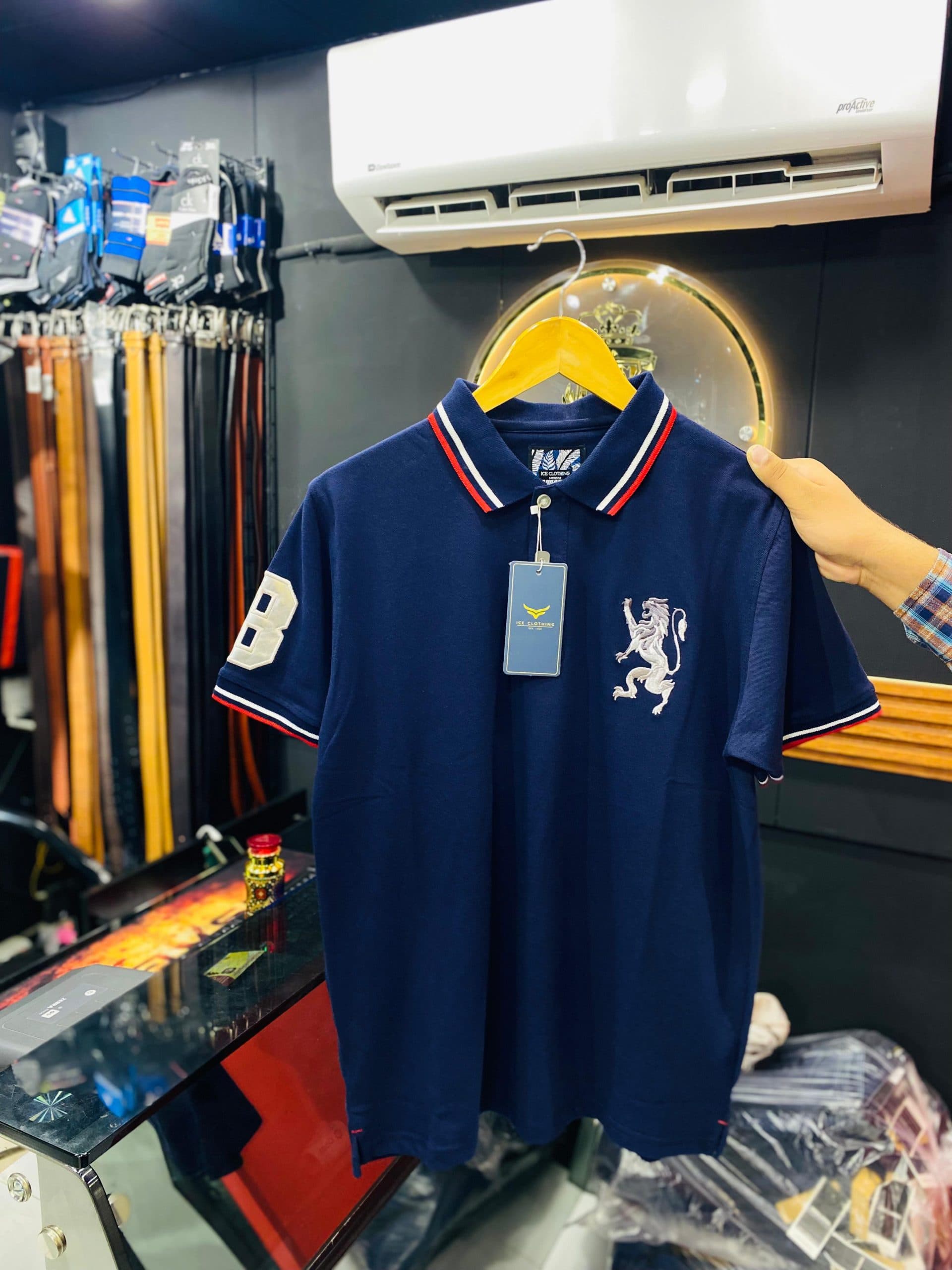 Mens Imported Polo T-Shirt | Cotton PK Fabric | Blue with Tipped Collar & Sleeves
