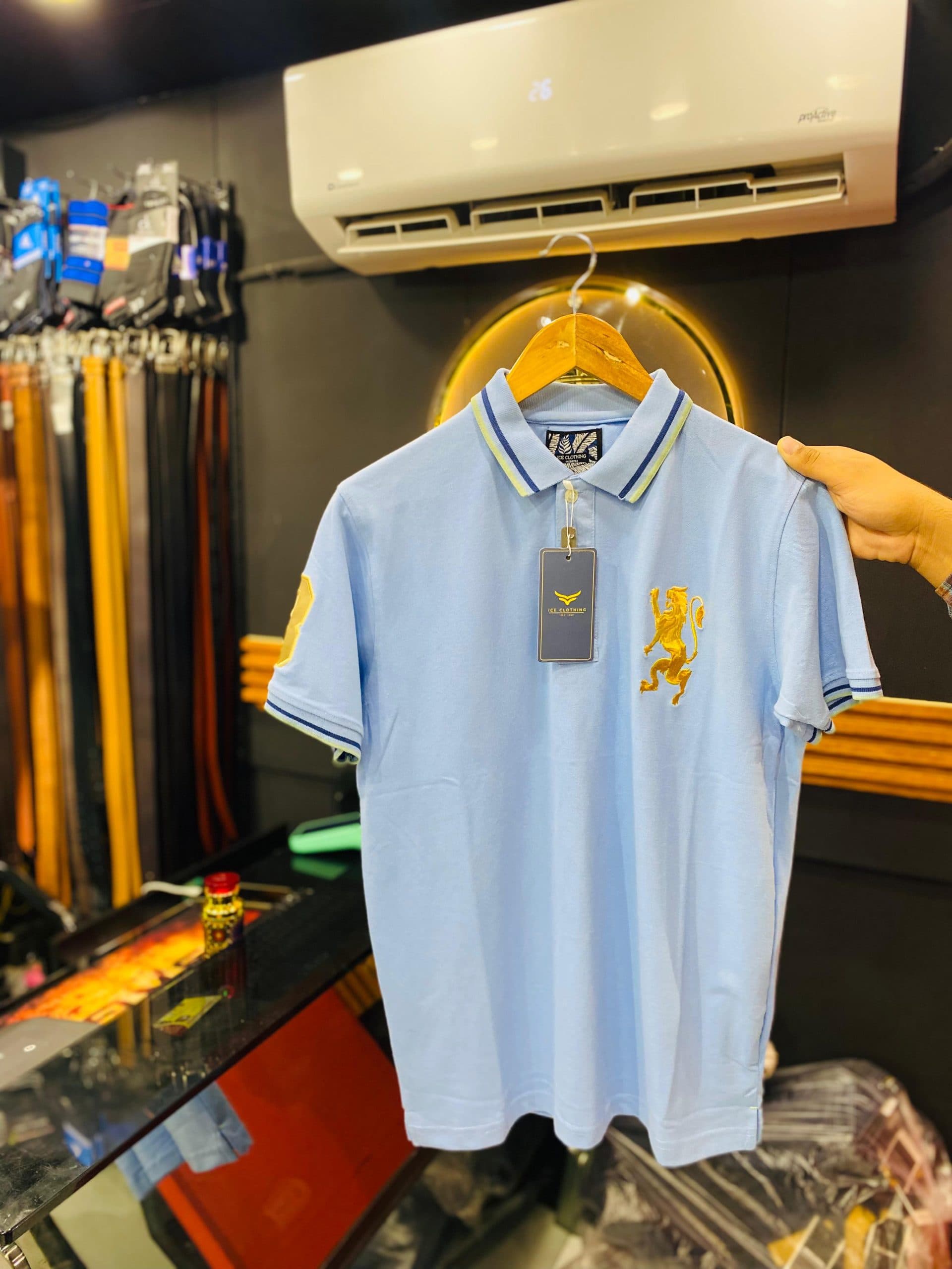 Men's Imported Polo T-Shirt | Tipping Collar & Sleeves | Cotton PK | Sky Blue