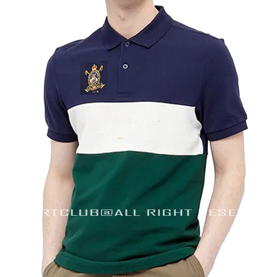 Bangladesh Forventning fodspor DINNER - POLO TEE SHIRT FRONT & SHOULDER EMBROIDED BADGE - GREEN & BLUE  CONTRAST - Export Club - Apparel for every day