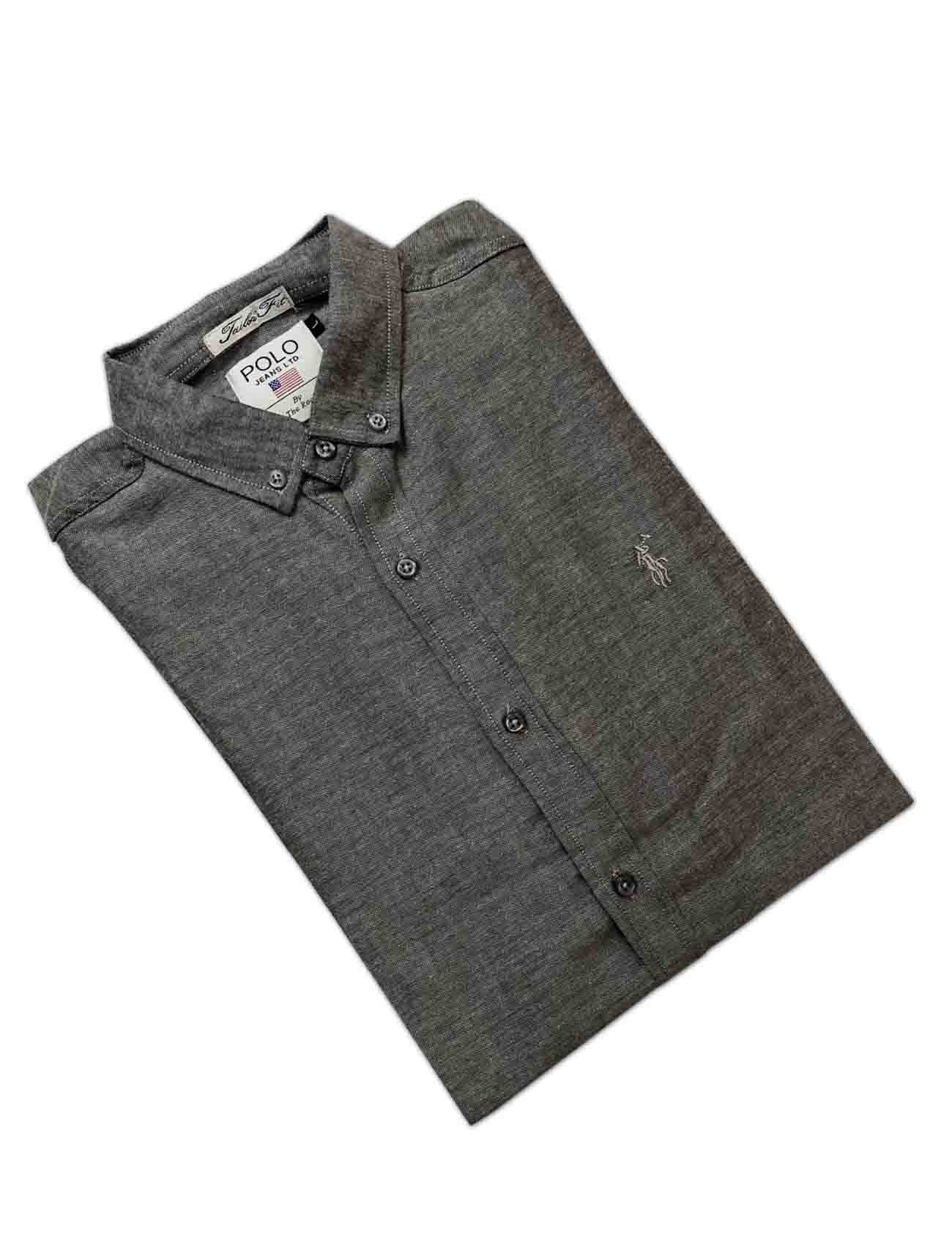 RALPH LAUREN - CASUAL PLAIN SHIRT - SELF GREY - Export Club